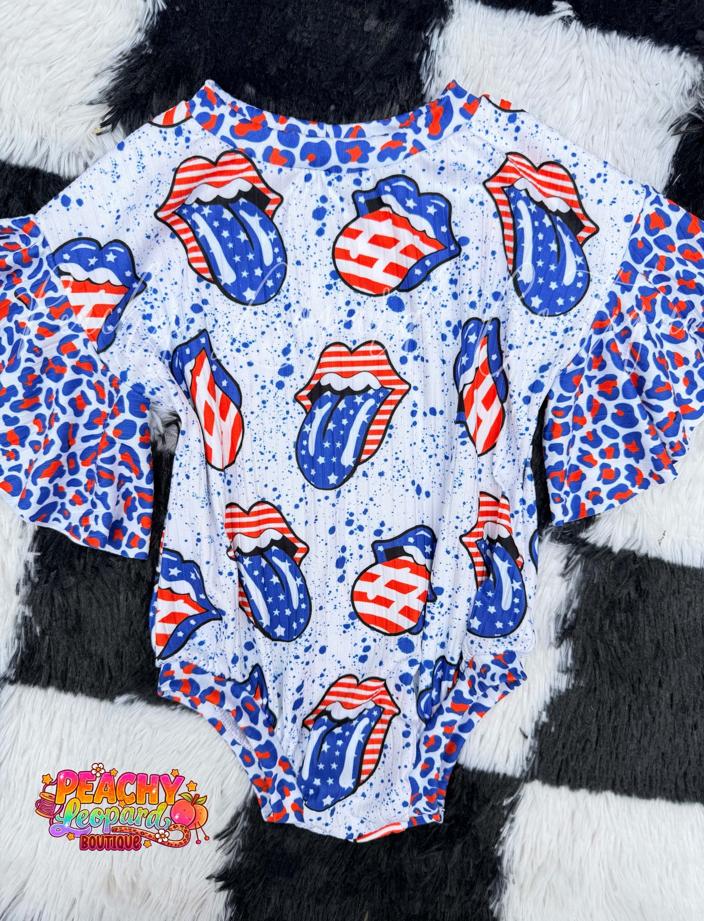 6/9 Flutter Sleeve Tee Romper - Rockin' Americana