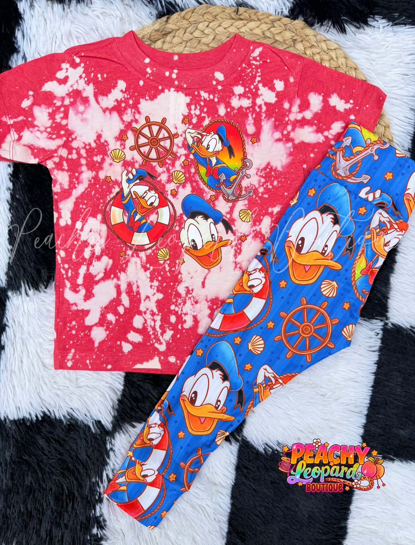 2T Hand Bleached Tee & Lounge Pants - Duck