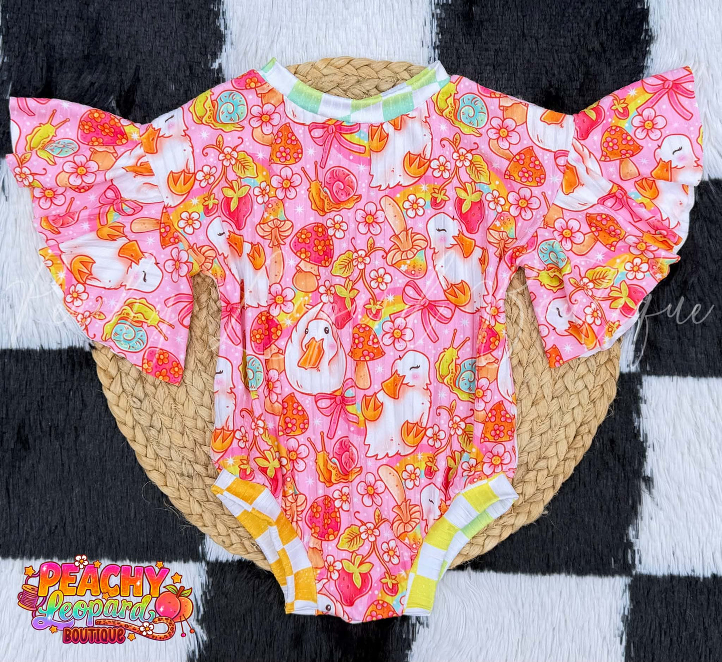 3/6 Flutter Sleeve Sweater Romper - Goose