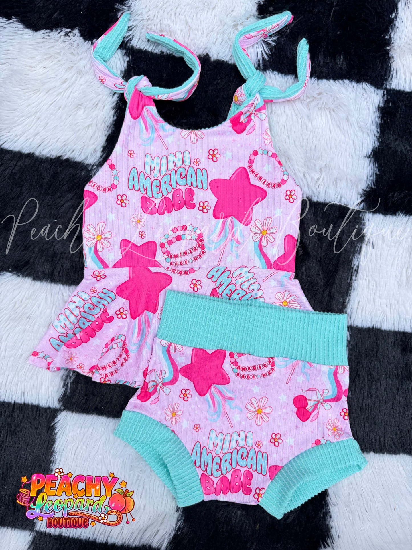 18/24 Tie Peplum & Bummie Set- American Babe