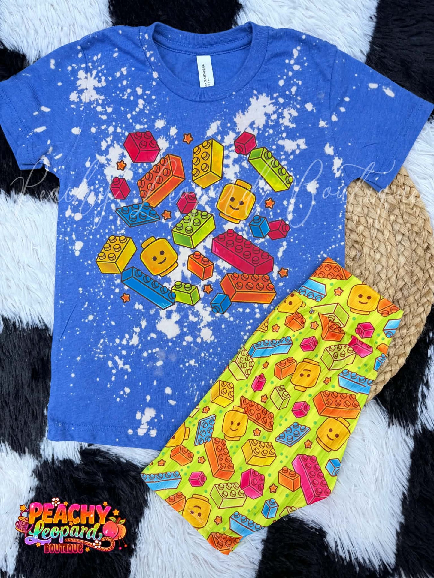 YS 6/8 Hand Bleached Tee & Bikers - Legos