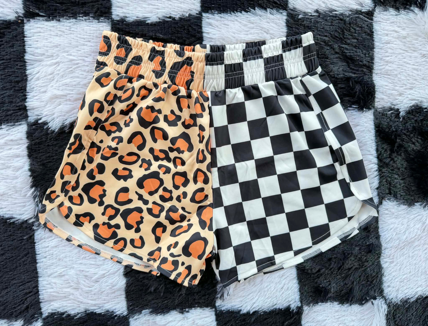 Half/Half Shorts - Leopard Checkered