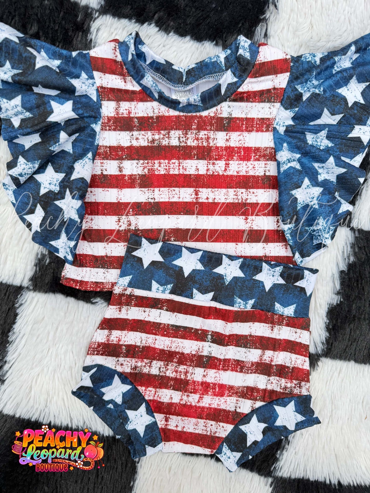 12/18 Flutter Tee & Bummies - Stars & Stripes
