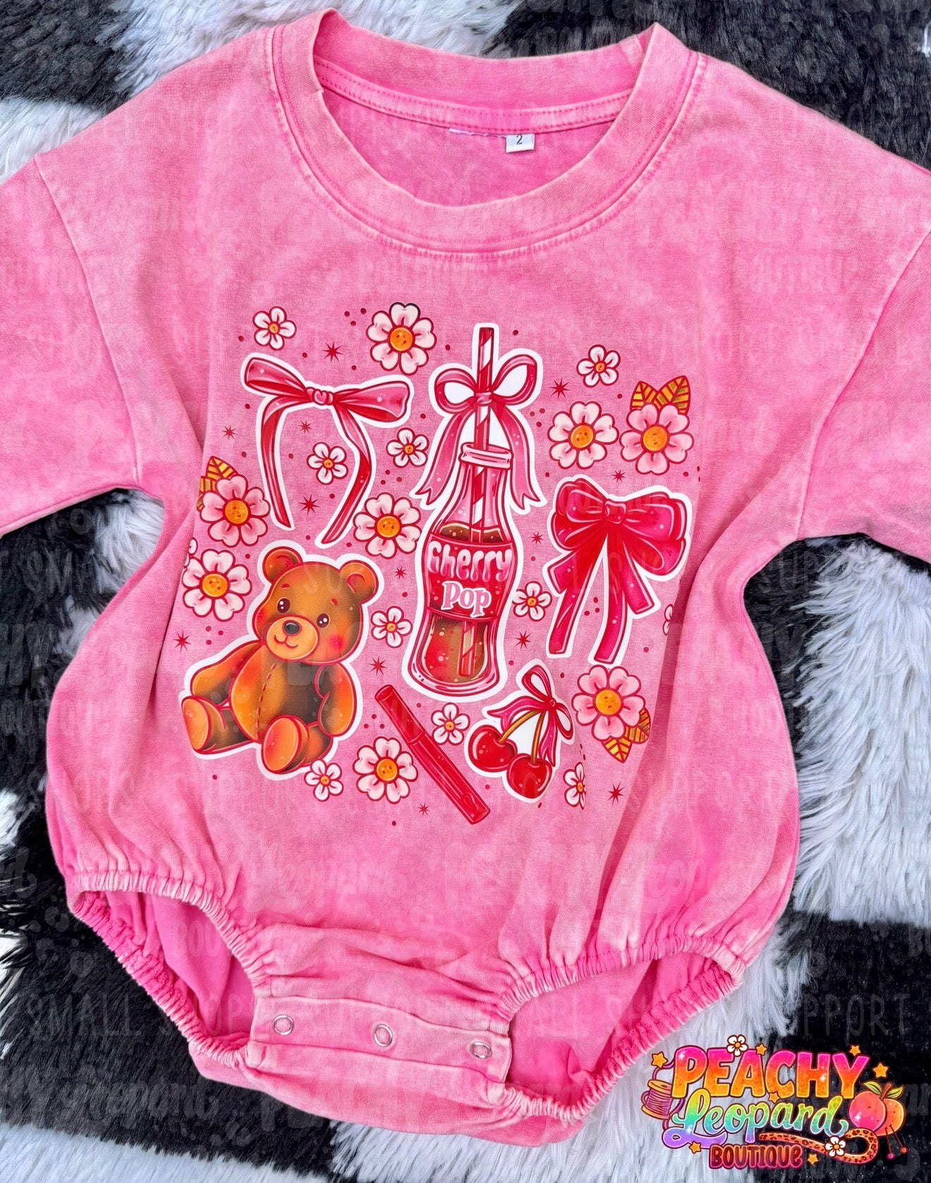 2T Pink cola-bear bubble romper
