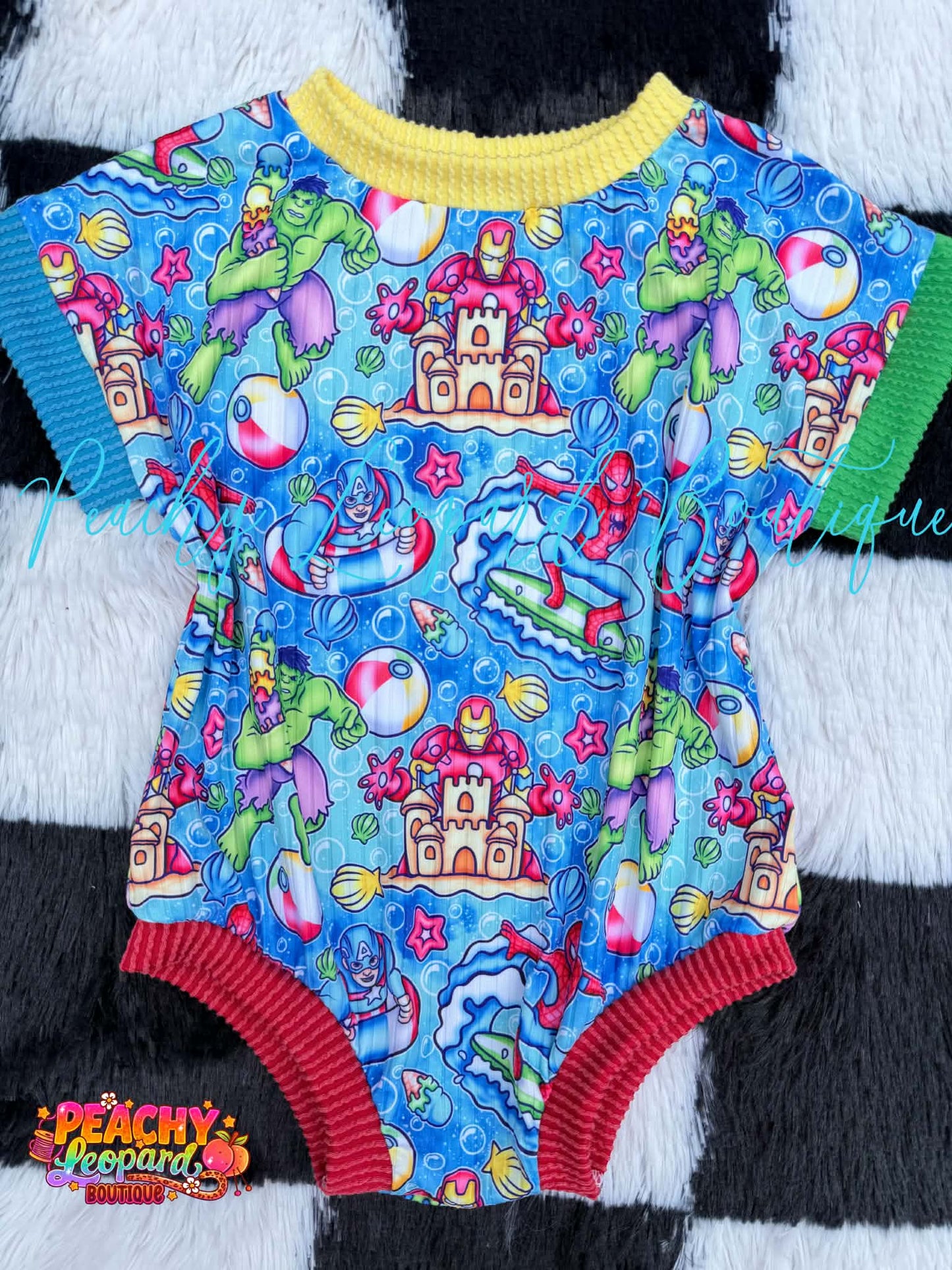 18/24 SS Sweater Romper - Superhero Summer