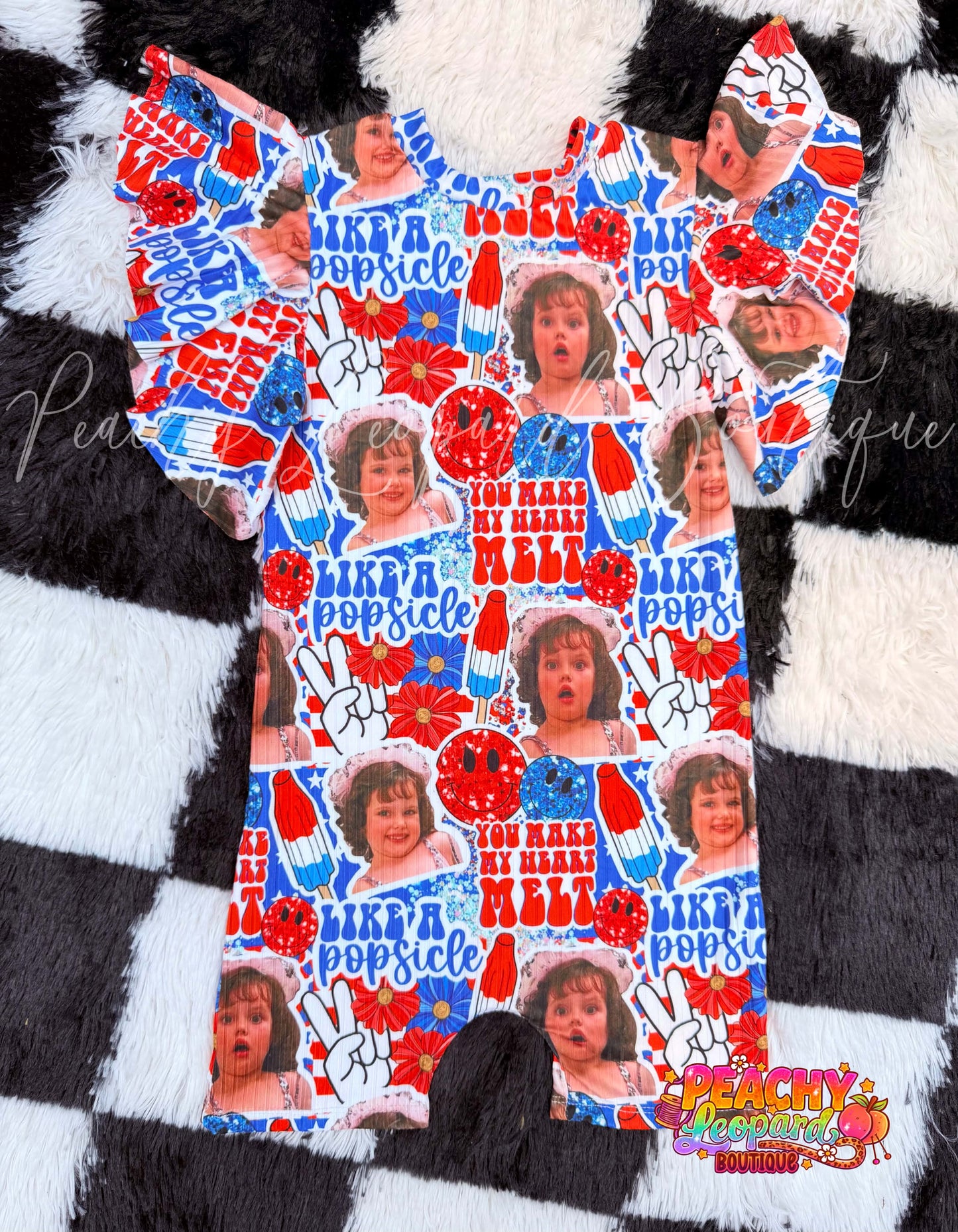 7/8 Flutter Sleeve OG Shortie - RWB Sweetie