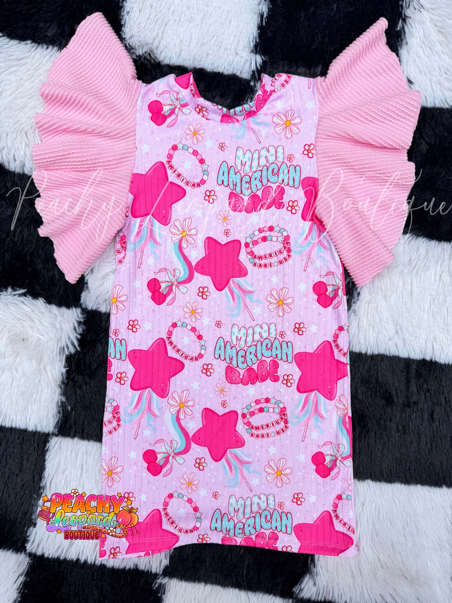 4T Flutter Sleeve Oliva Dress - Mini American Babe
