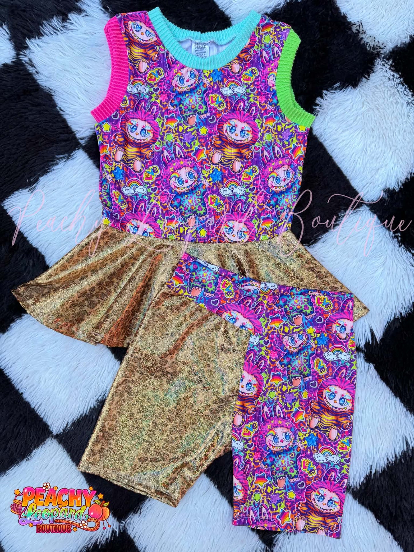 7/8 Peplum Tank & Bikers - LF Labubu