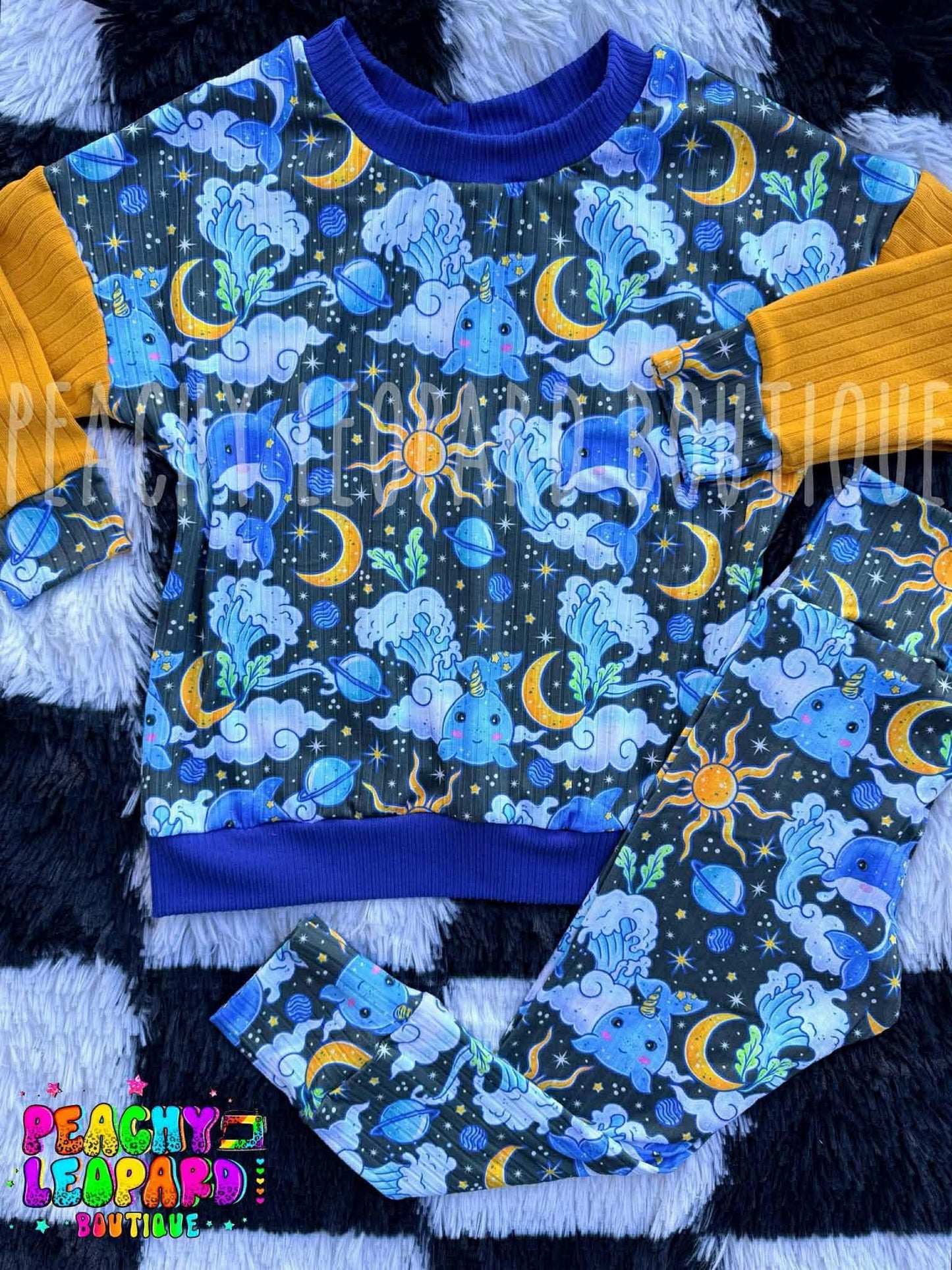 3t LS lounge Tee & Leggings - Midnight creatures