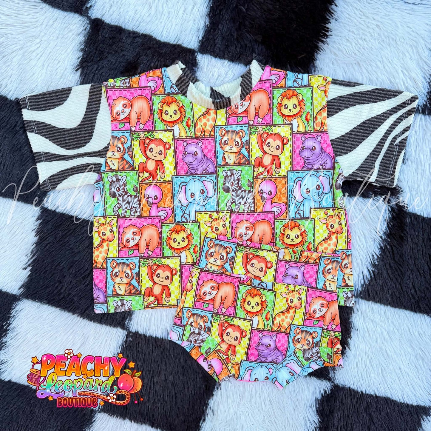 12/18 Comfy Tee & Bummies - Zoo Pals