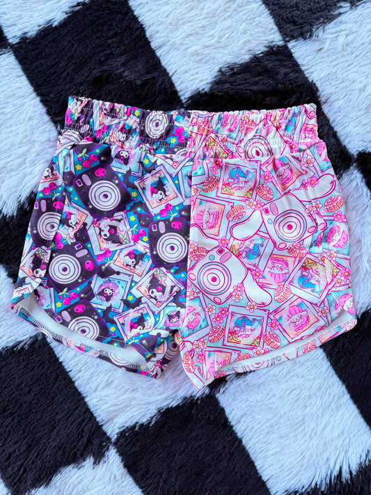 Half/Half Shorts - Light/ Dark Sanrio Cameras
