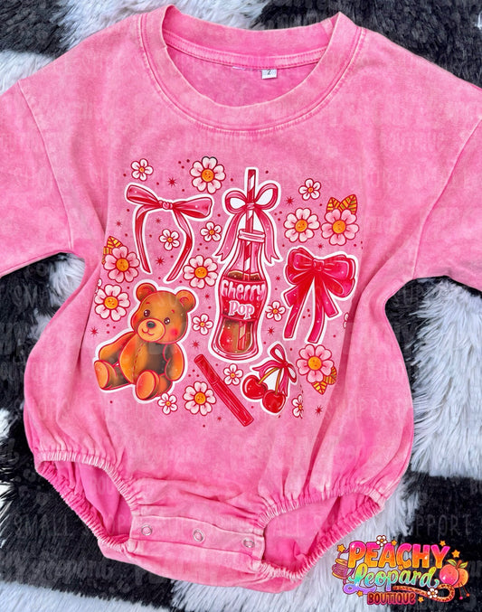 2T Pink cola-bear bubble romper