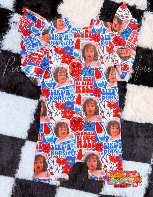 7/8  Flutter Sleeve OG Shortie - RWB Sweetie
