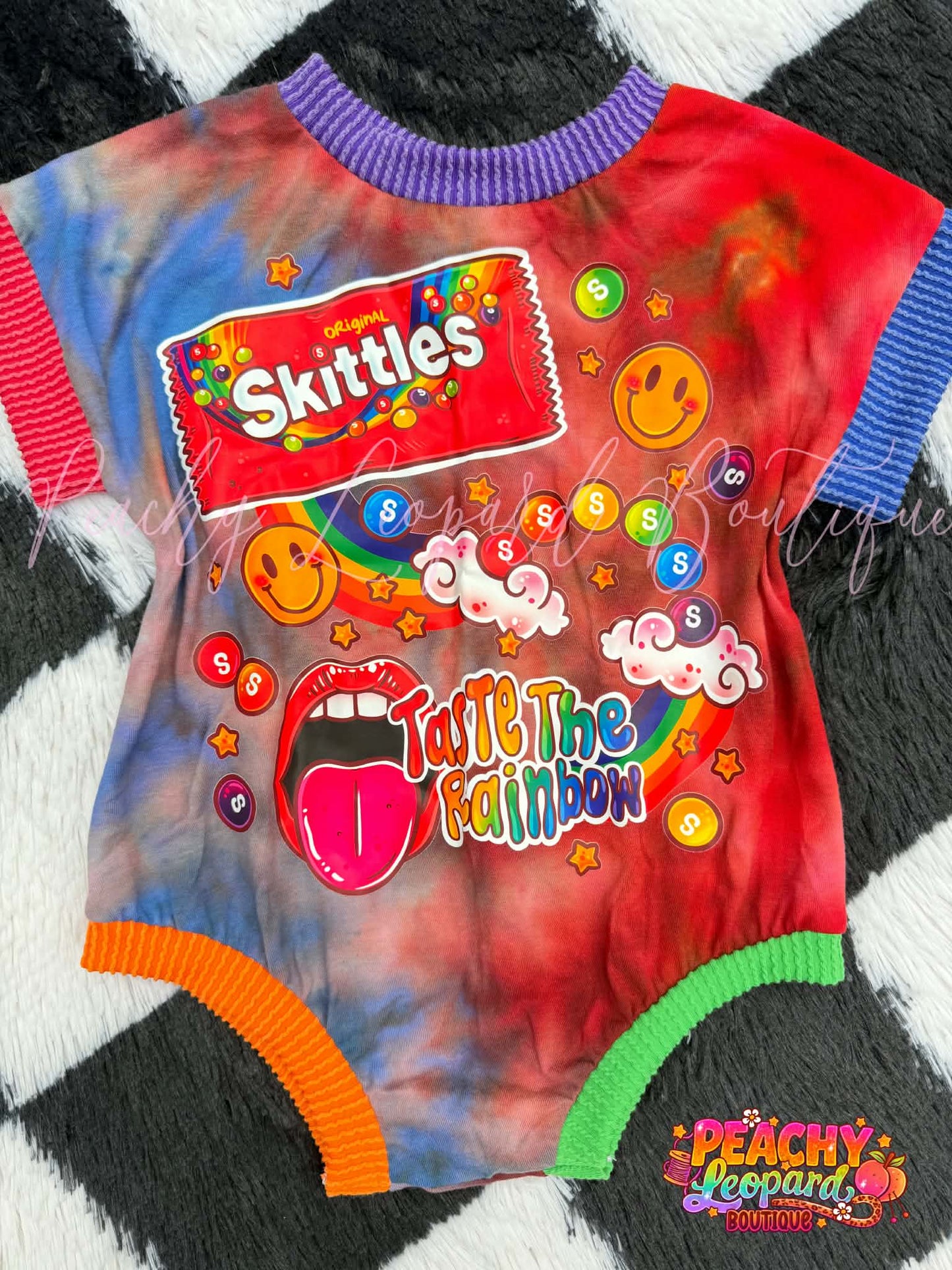 18/24 SS Sweater Romper - Skittles