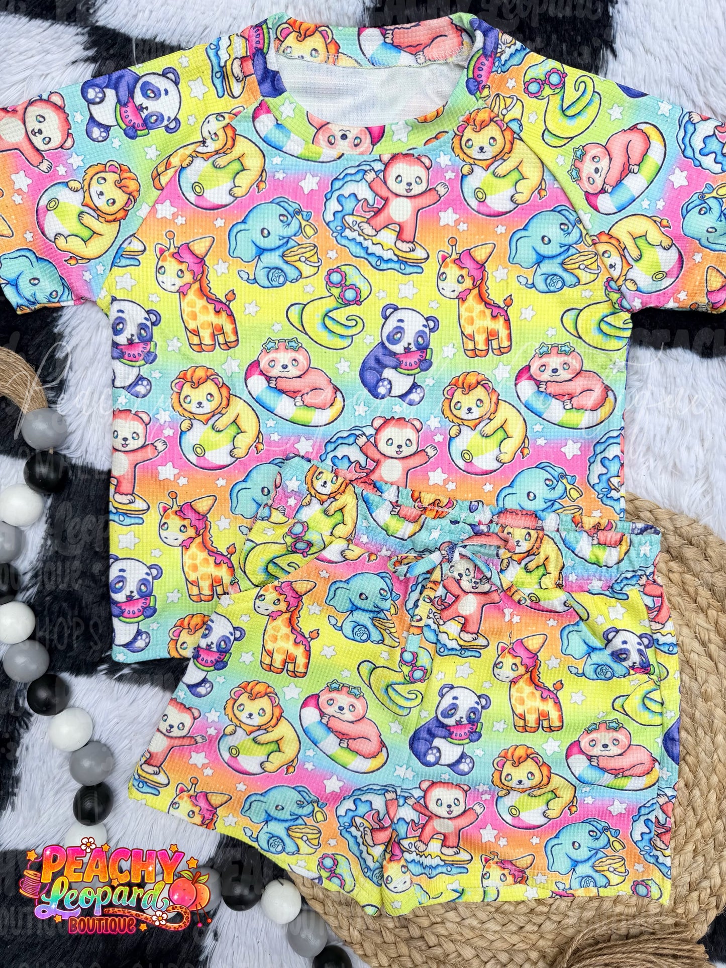 3/4 Waffle Set -Summer Zoo Pals