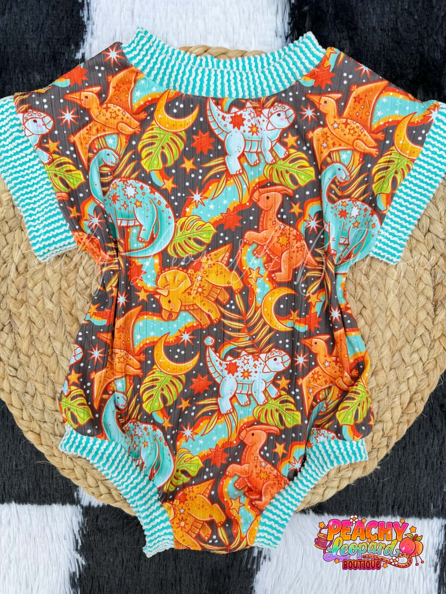 3/6 SS Sweater Romper - Dinos